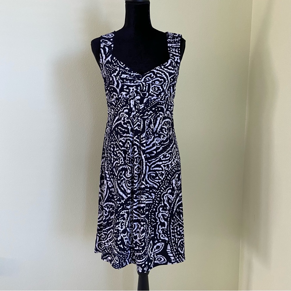LOFT Ann Taylor Sleeveless Dress Navy/Blue Paisley Print